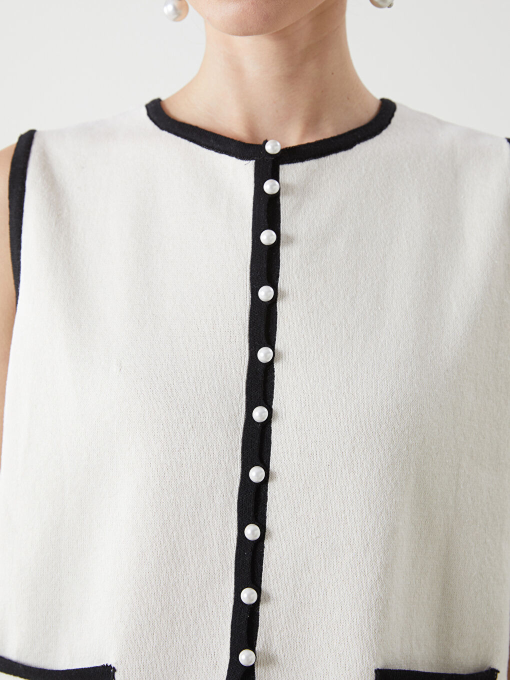 Crew Neck Women'S Knit Vest -S5L189Z8-R9J