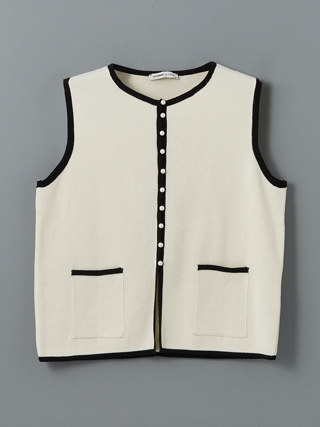 Crew Neck Women'S Knit Vest -S5L189Z8-R9J