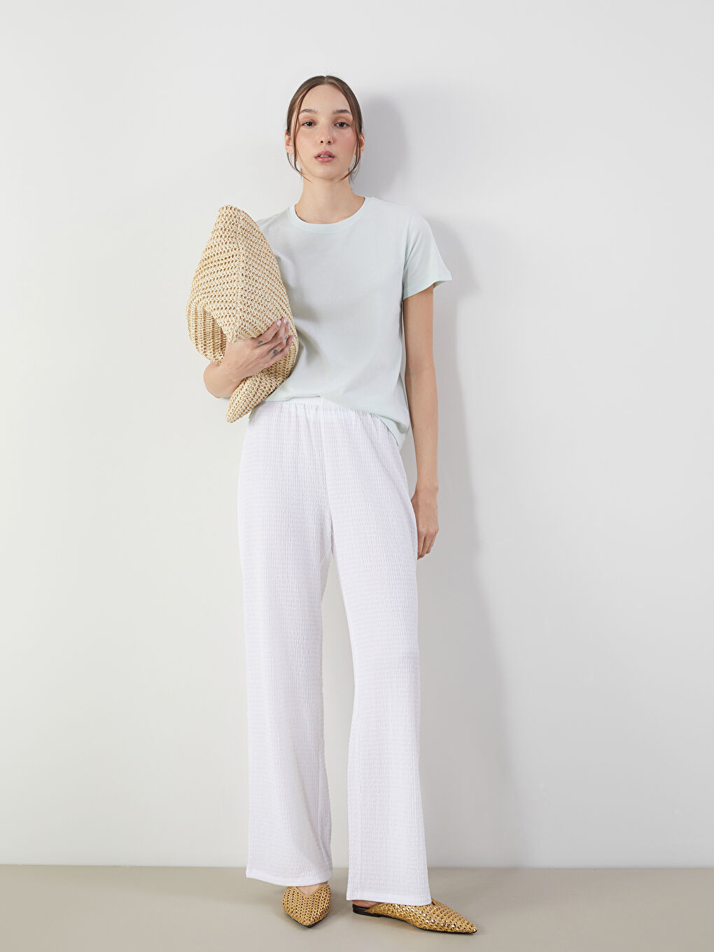 LC Waikiki Elasticated Waist Textured Women's Trousers -S5L204Z8-FFB