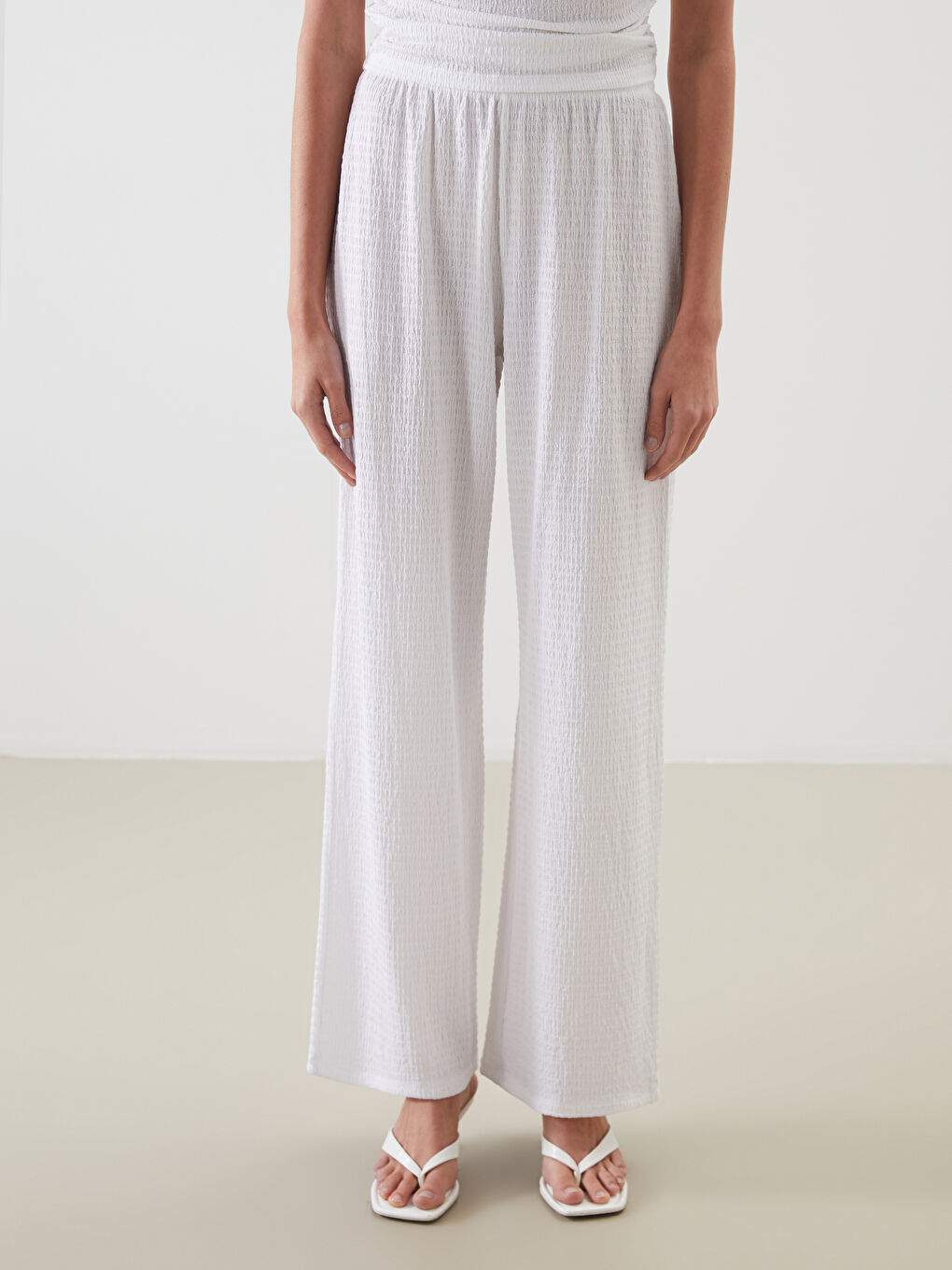 LC Waikiki Elasticated Waist Textured Women's Trousers -S5L204Z8-FFB