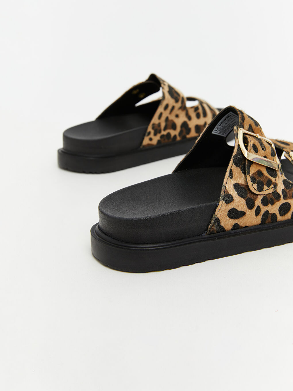 Karışık Leopar Desenli Çift Bantlı Kadın Terlik-4