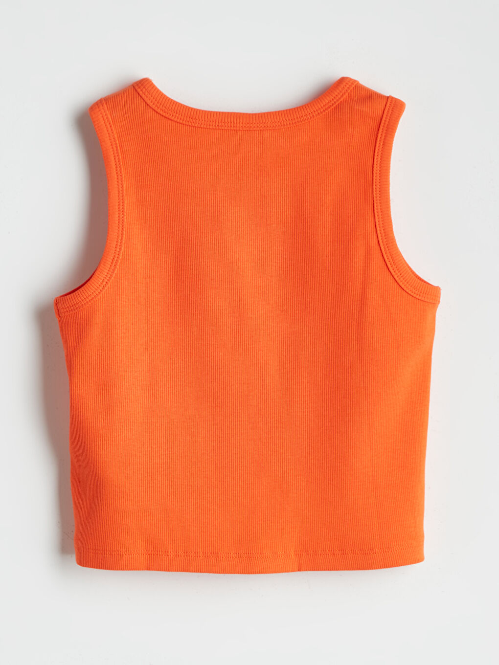 Turuncu Bisiklet Yaka Çiçekli Kız Çocuk Crop Atlet-1