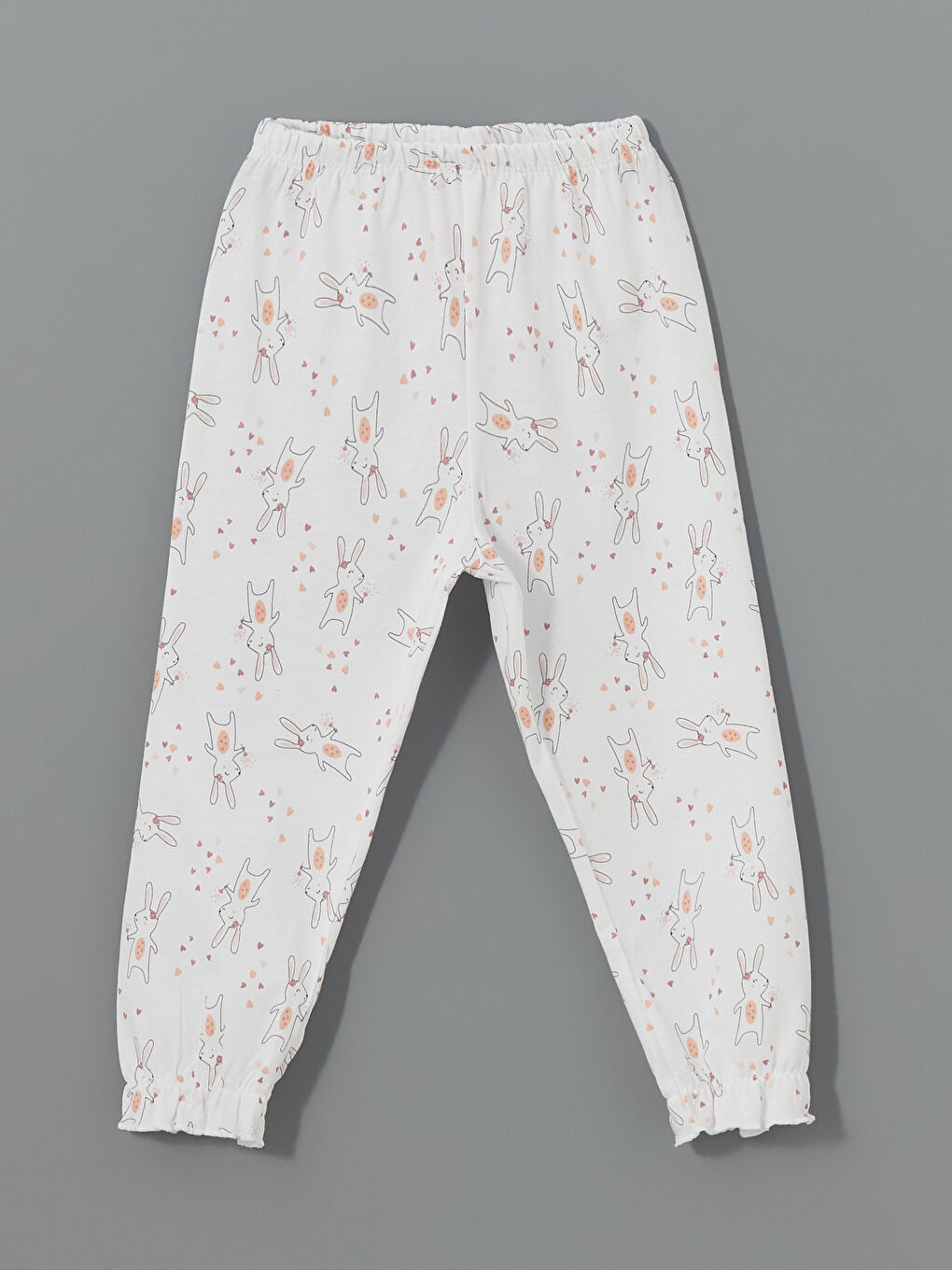 Ekru Beli Lastikli Kız Bebek Pijama Alt