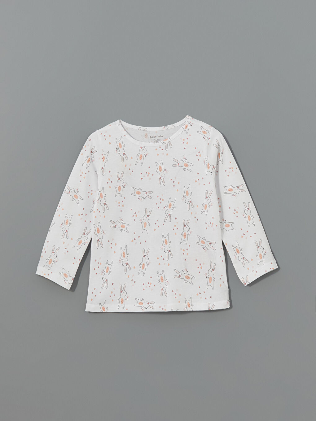 Ekru Bisiklet Yaka Baskılı Kız Bebek Tişört