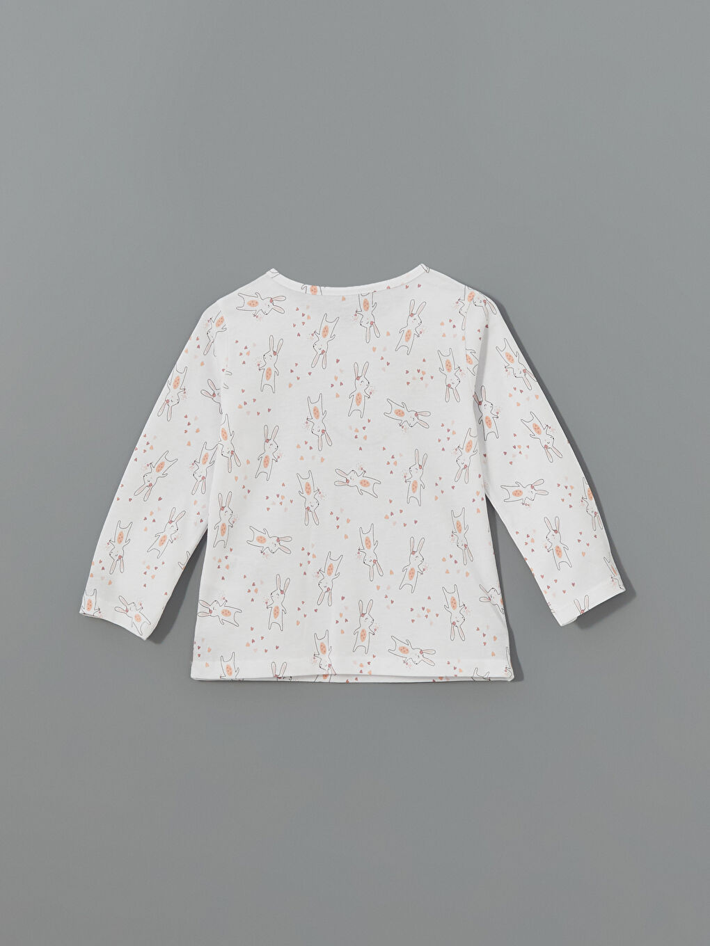 Ekru Bisiklet Yaka Baskılı Kız Bebek Tişört-2