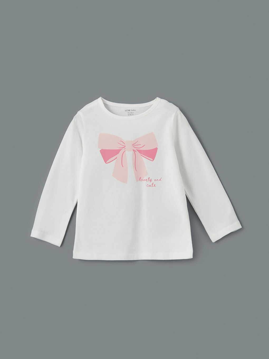 Beyaz Bisiklet Yaka Baskılı Kız Bebek Pijama Üst