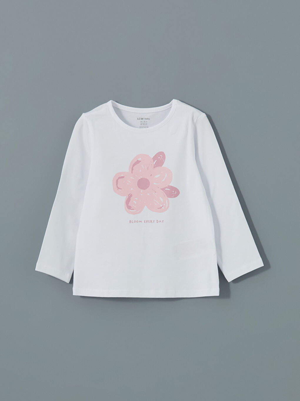 Ekru Bisiklet Yaka Baskılı Kız Çocuk Tişört