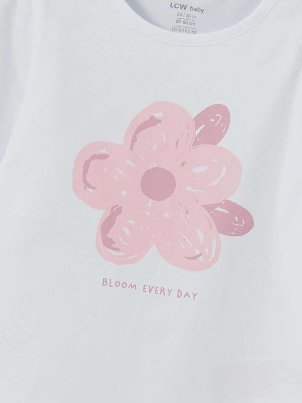 Ekru Bisiklet Yaka Baskılı Kız Çocuk Tişört-1