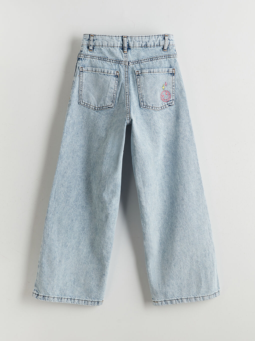 Embroidered Wide-Leg Girls' Jeans -S5L237Z4-V2T