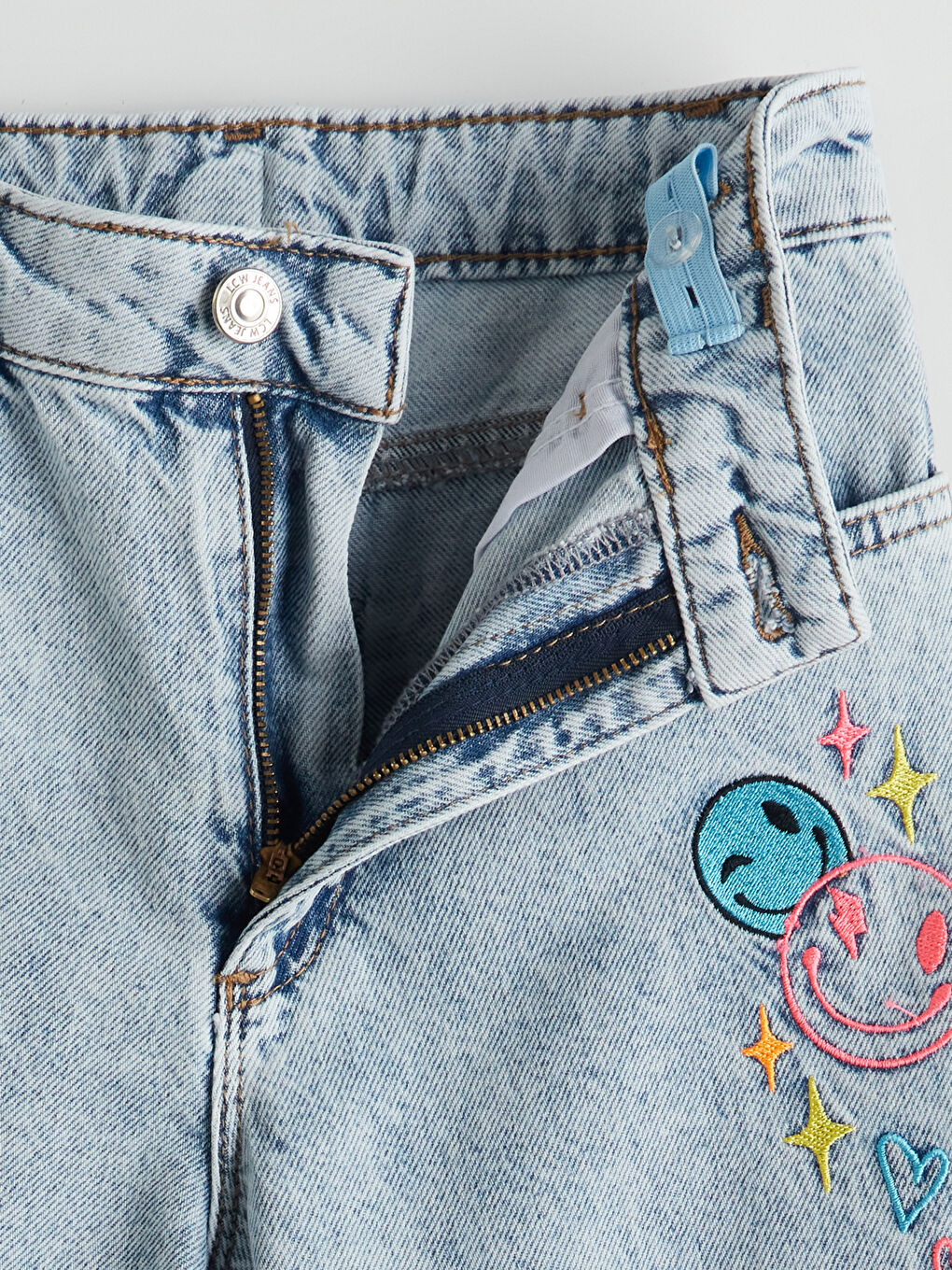 Embroidered Wide-Leg Girls' Jeans -S5L237Z4-V2T