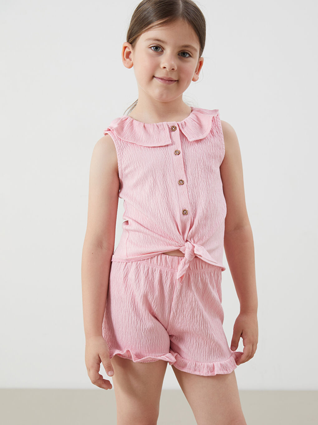 Buttoned Girls' Blouse and Shorts 2 Pack -S5L248Z1-QWL