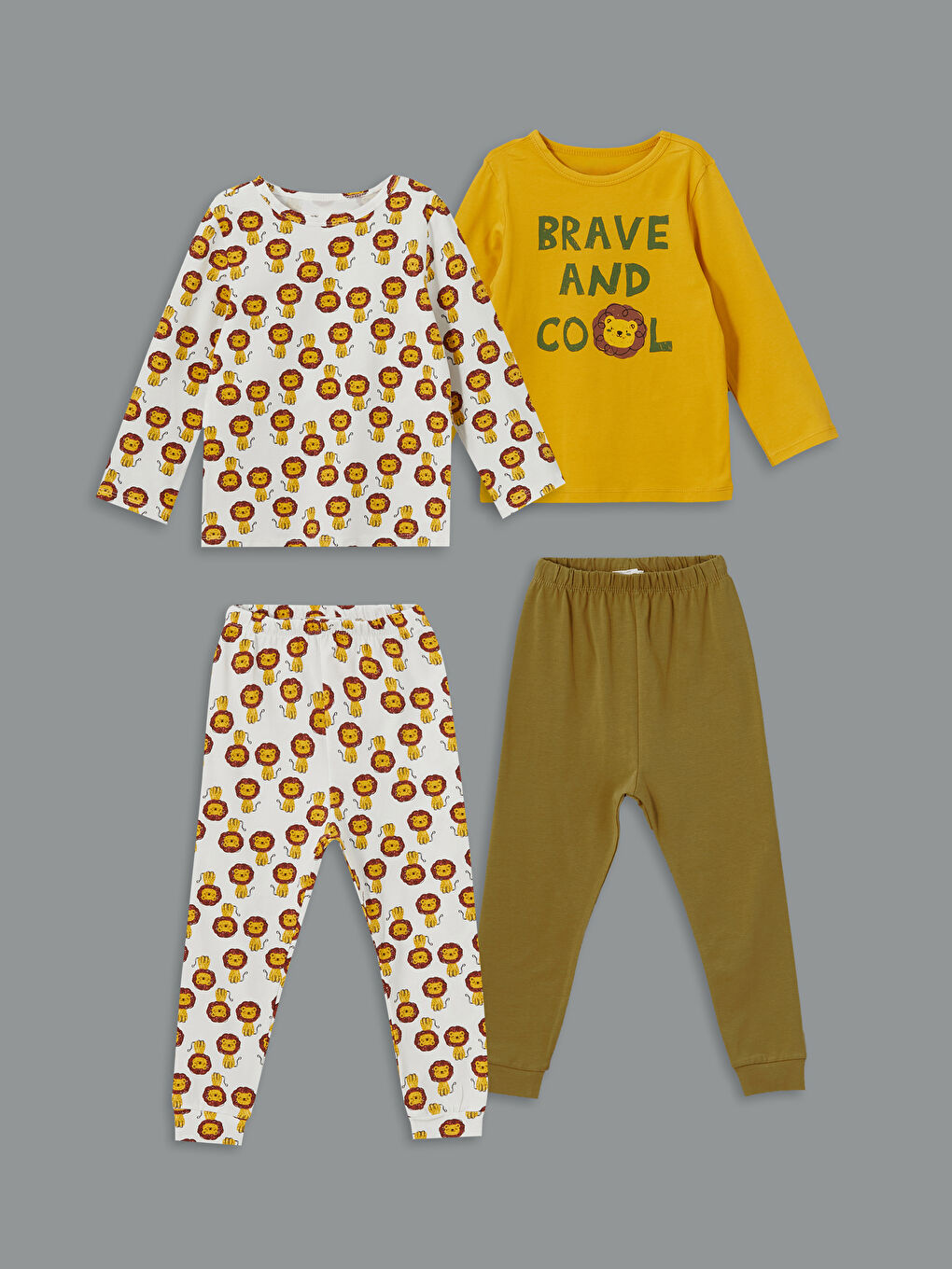 Sarı Bisiklet Yaka Erkek Bebek Pijama Takım 2'li