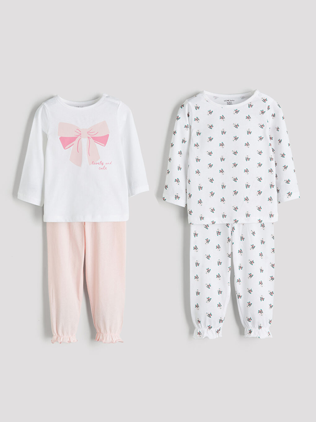 LCW baby سێتی بیجامە چاپکراو یه‌خه‌ خڕ بۆ کچان ٢ دانە پێکەوە -S5L259Z1-FFB