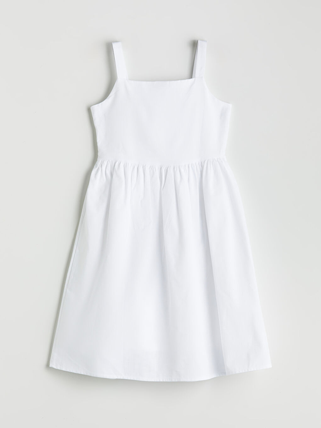 Beyaz Kare Yaka Kız Çocuk Elbise-3