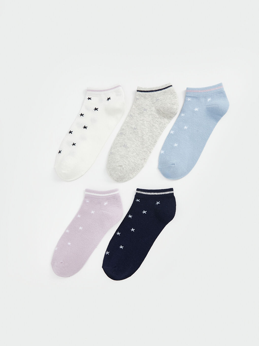 LCW DREAM Patterned Women's Trainer Socks 5 Pack -W55655Z8-EEW
