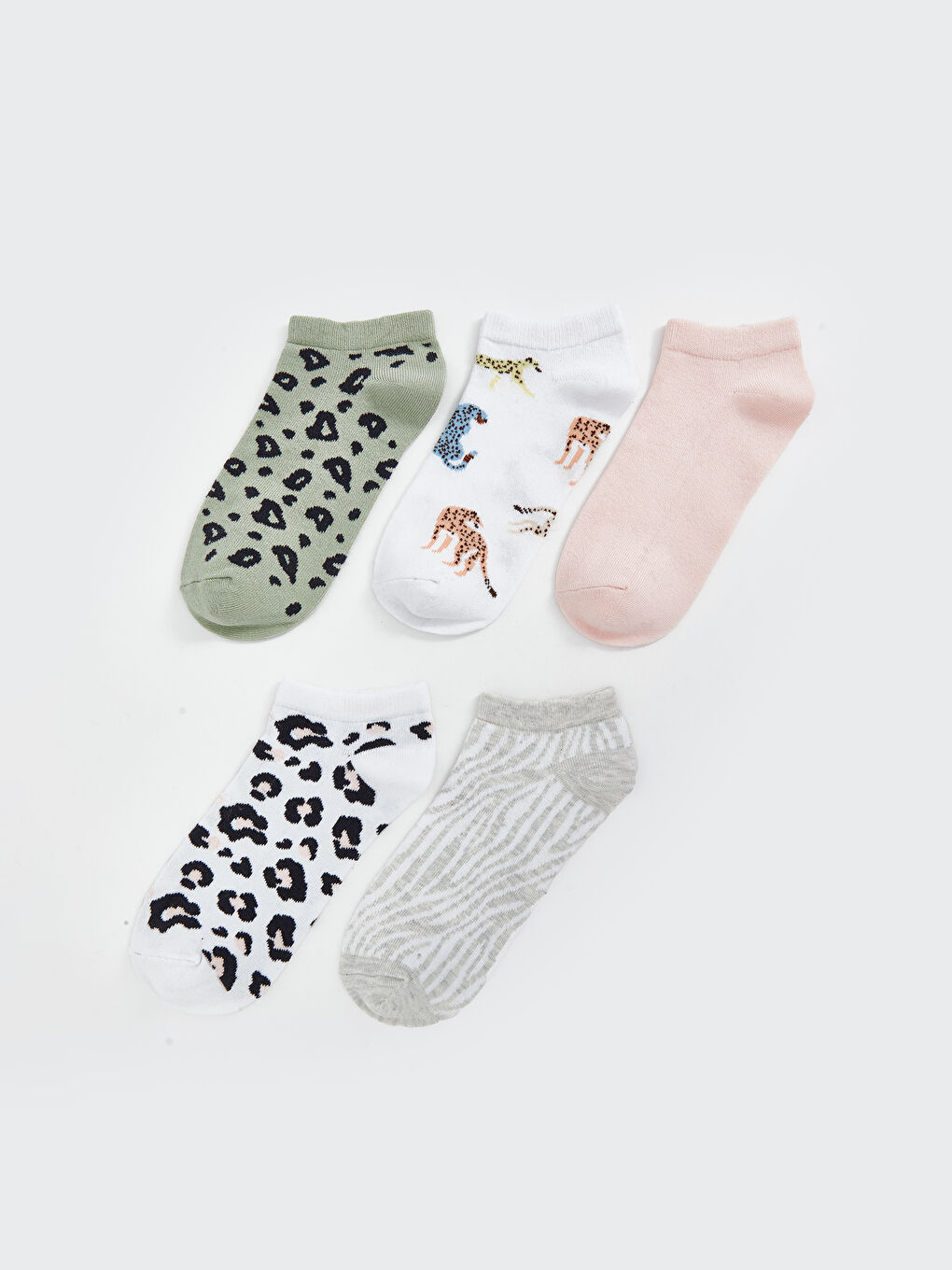 LCW DREAM Patterned Women's Trainer Socks 5 Pack -W55682Z8-G3R
