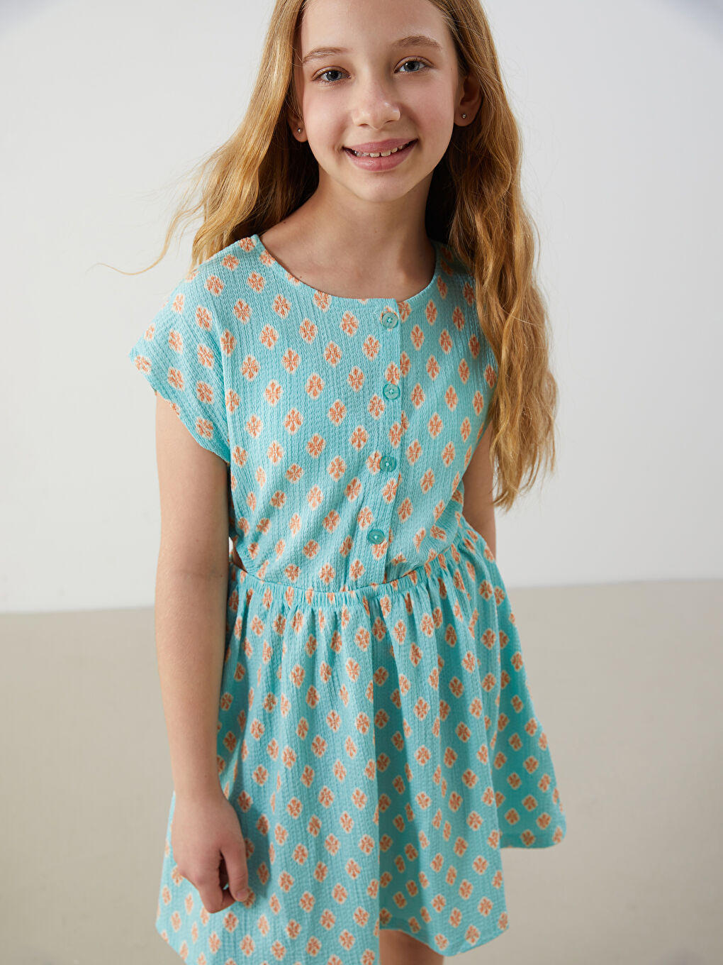 Crew Neck Floral Girl's Dress -S5L287Z4-LTY