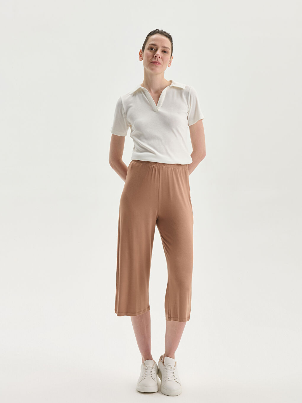 Elasticated Waist Women's Capri -S5L292Z8-Q7F