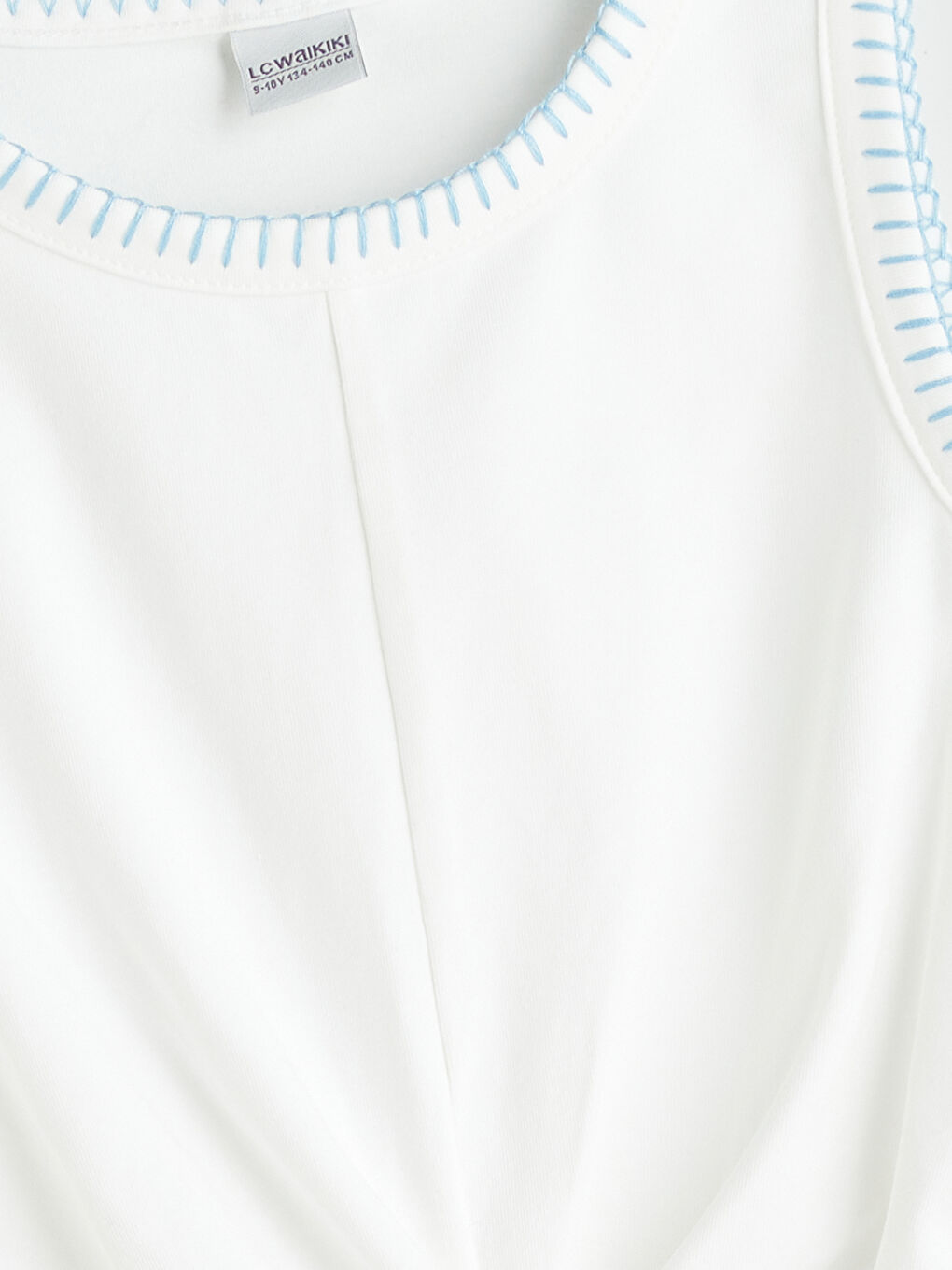 Ekru Bisiklet Yaka Kız Çocuk Crop Atlet-1