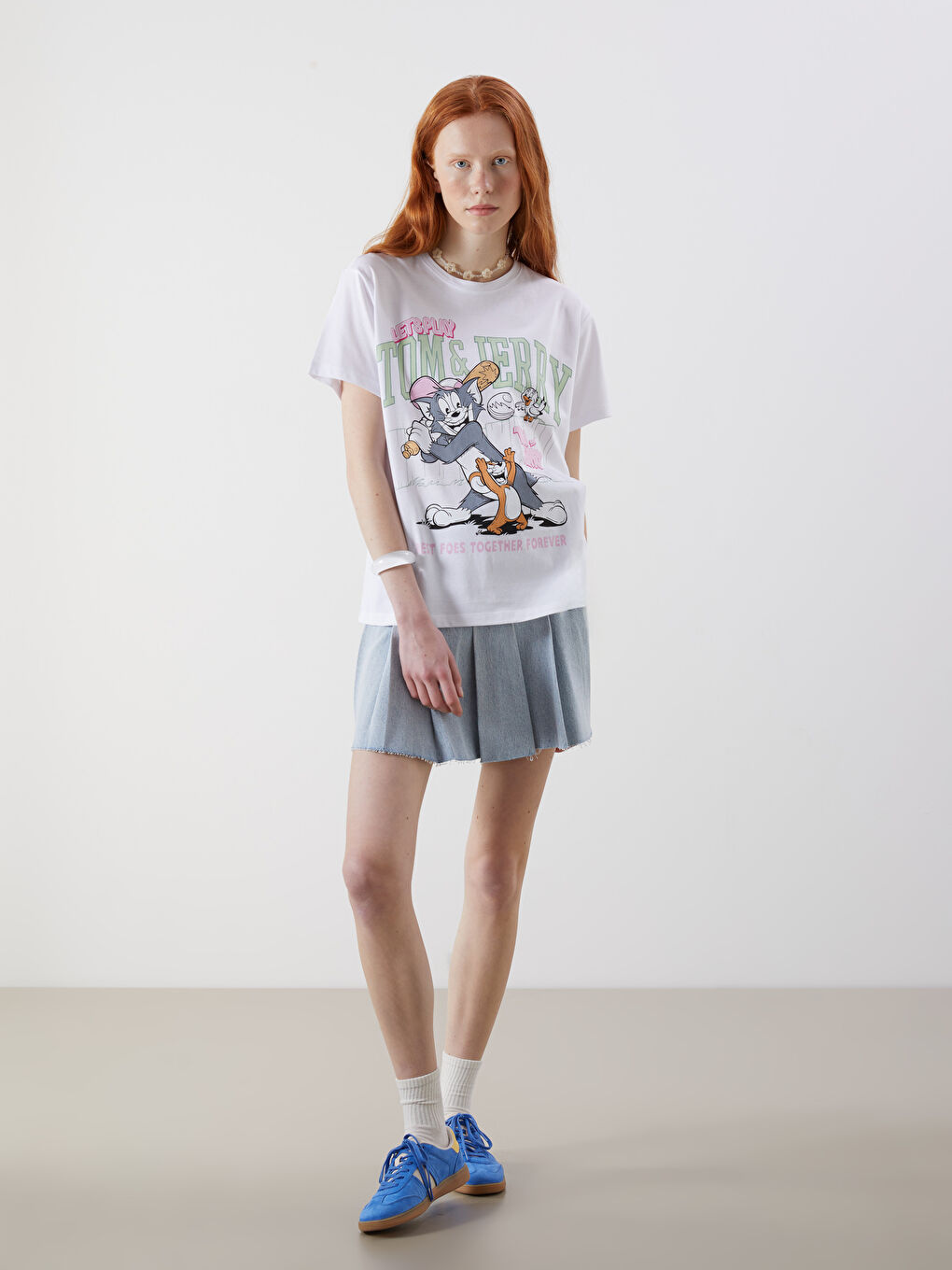 Crew Neck Tom & Jerry Printed Women's T-Shirt -S5L300Z8-Q6K