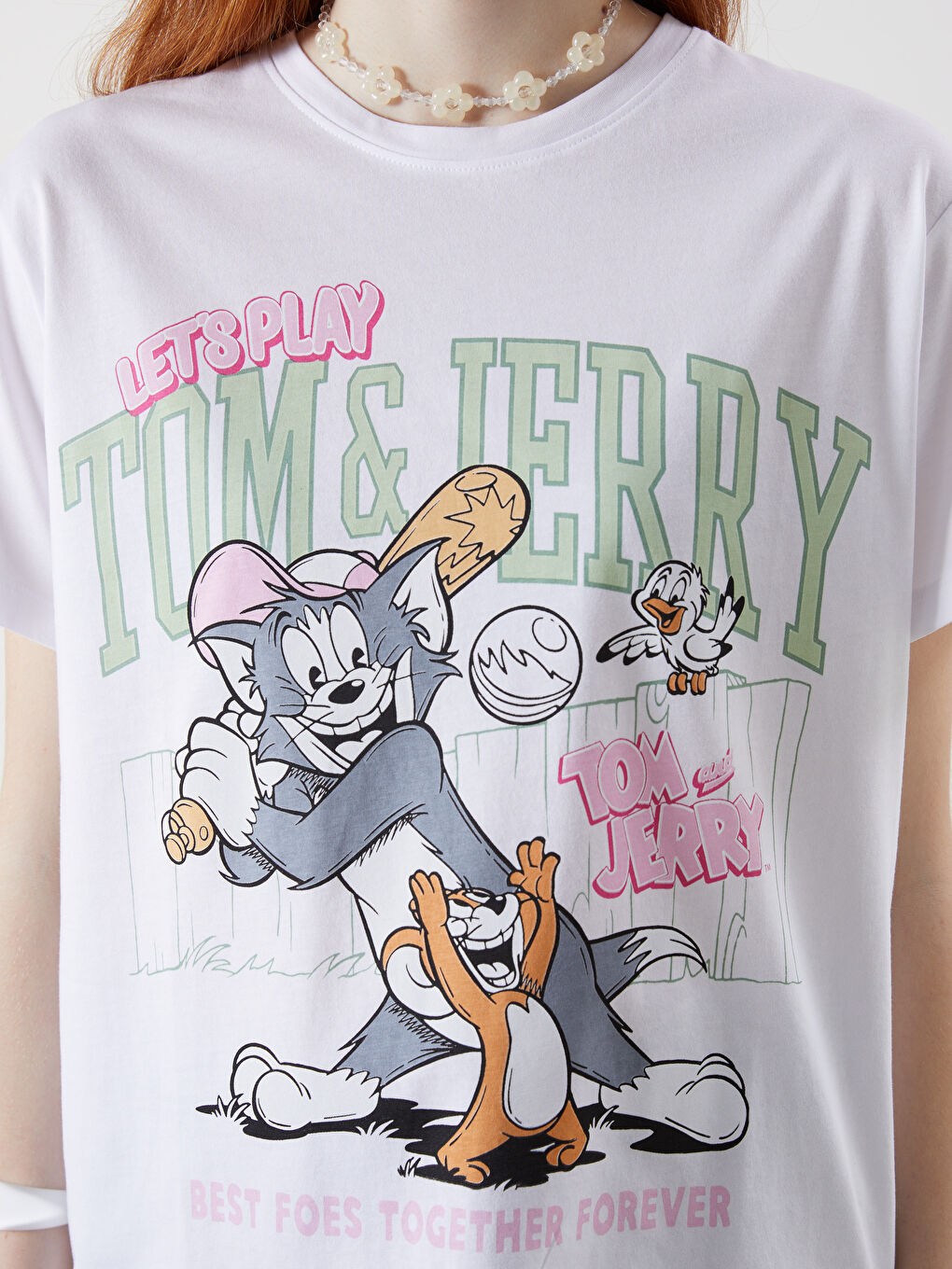 Crew Neck Tom & Jerry Printed Women's T-Shirt -S5L300Z8-Q6K