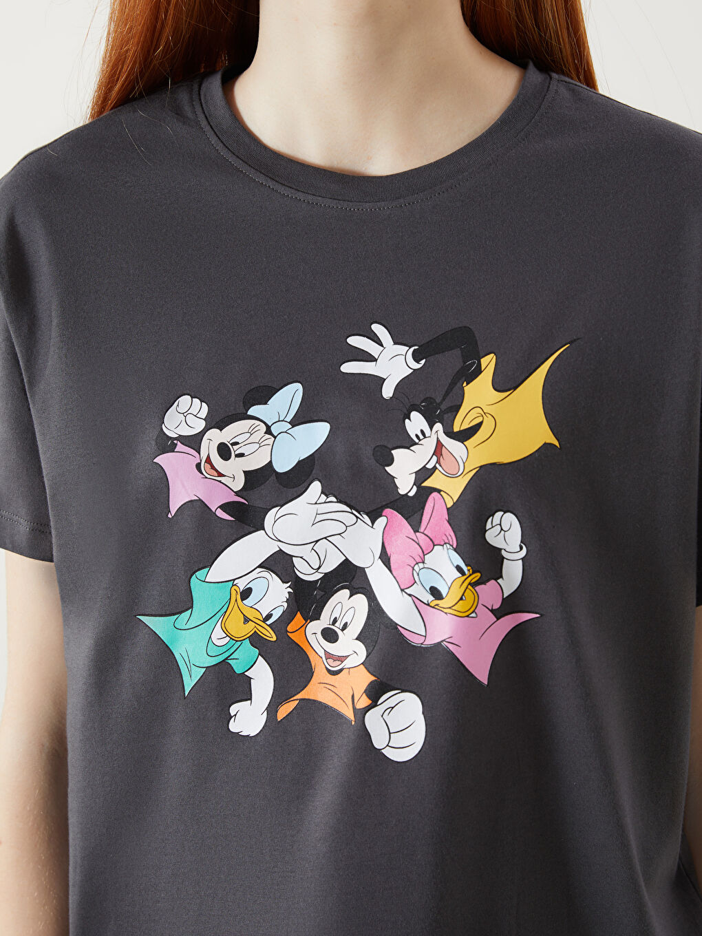 Crew Neck Mickey and Friends Licensed Oversize Women's T-Shirt-2