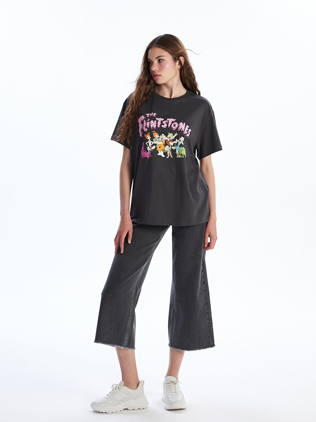 Crew Neck The Flintstones Printed Women's T-Shirt-1