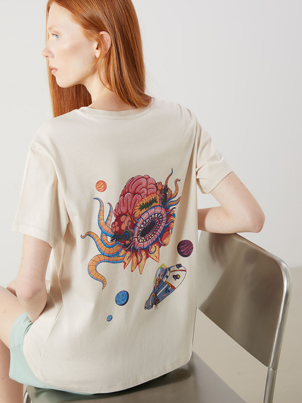 Crew Neck Rick and Morty Printed Short Sleeve Women's T-Shirt -S5L337Z8-FZJ