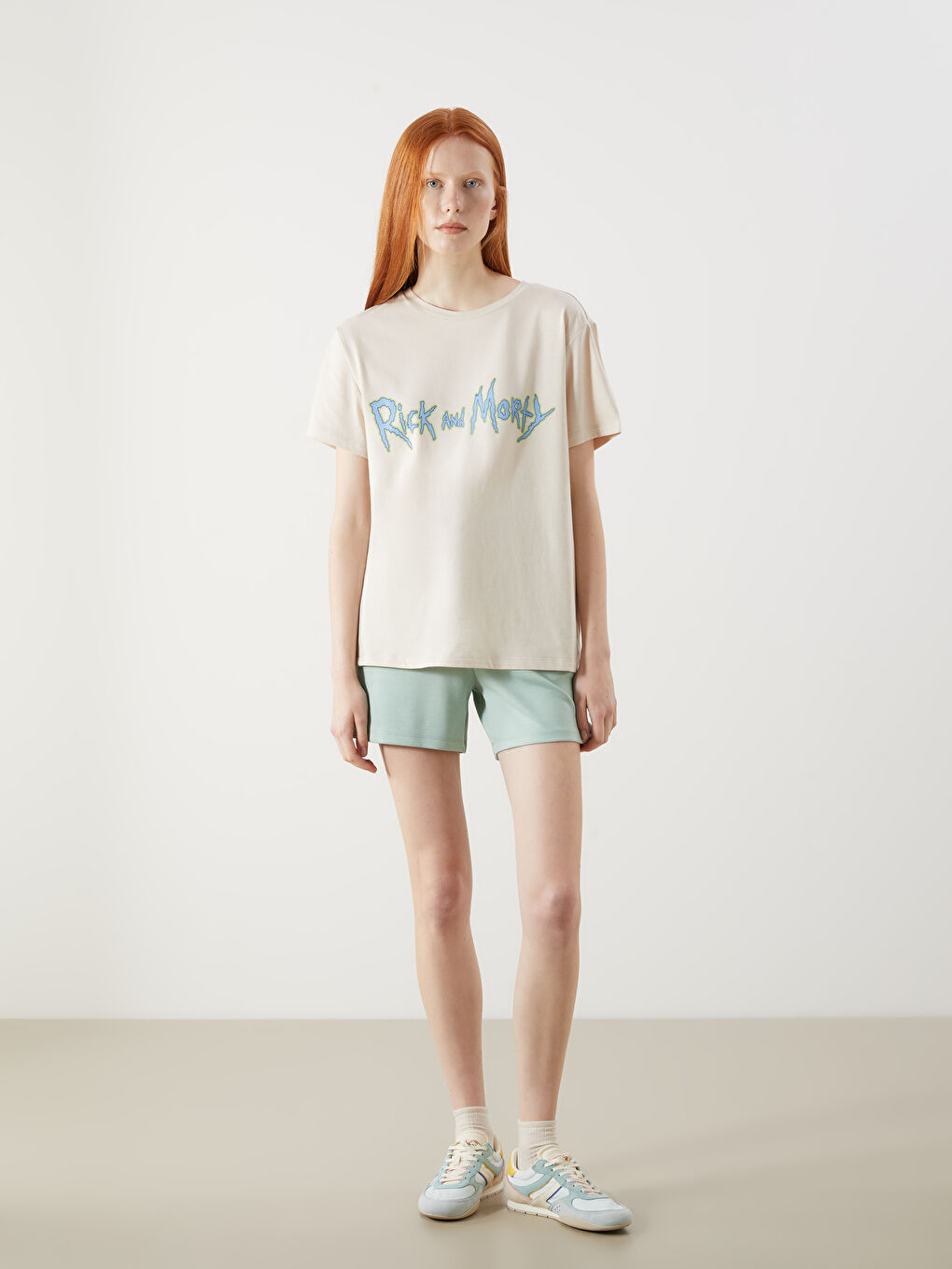 Crew Neck Rick and Morty Printed Short Sleeve Women's T-Shirt -S5L337Z8-FZJ