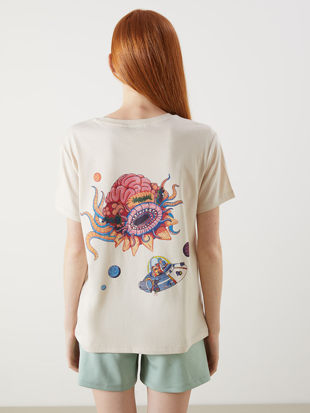 Crew Neck Rick and Morty Printed Short Sleeve Women's T-Shirt -S5L337Z8-FZJ