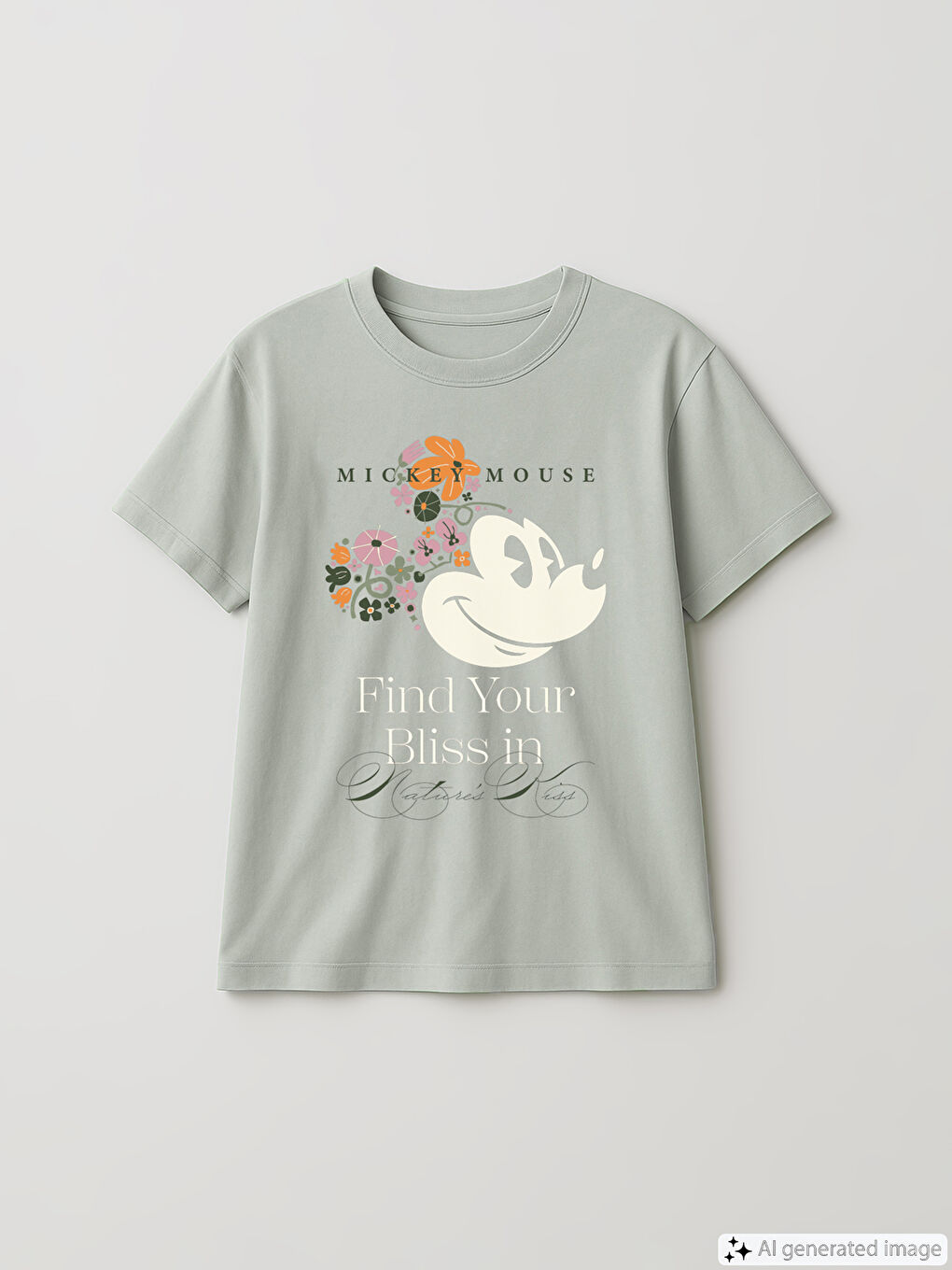 Crew Neck Mickey Mouse Printed Women's T-Shirt -S5L338Z8-FVJ
