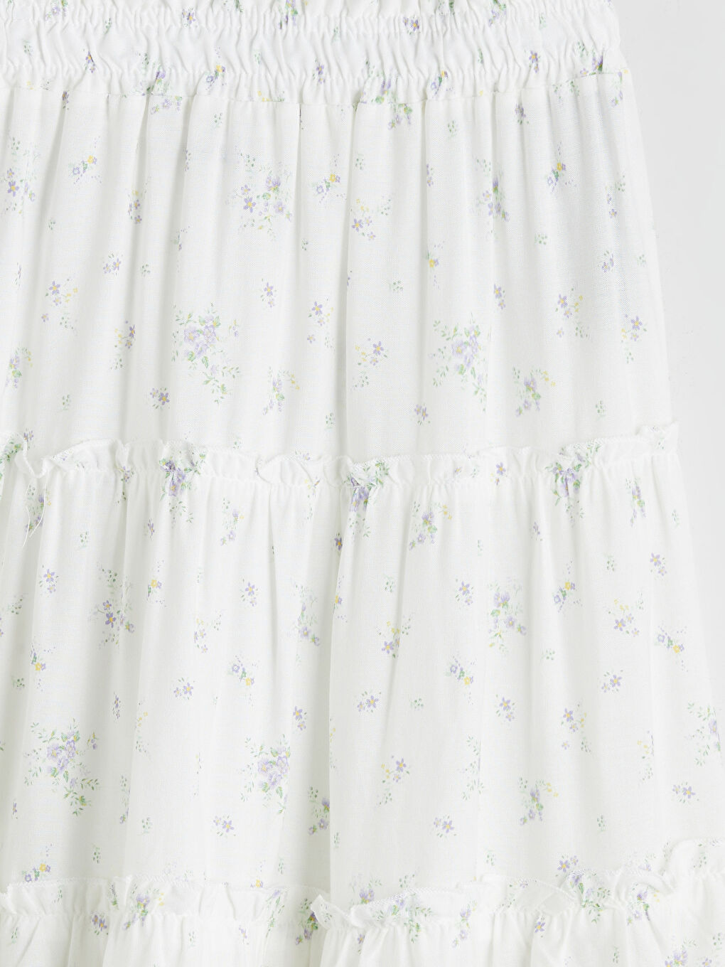 Lila Beli Lastikli Çiçekli Kız Çocuk Etek-2