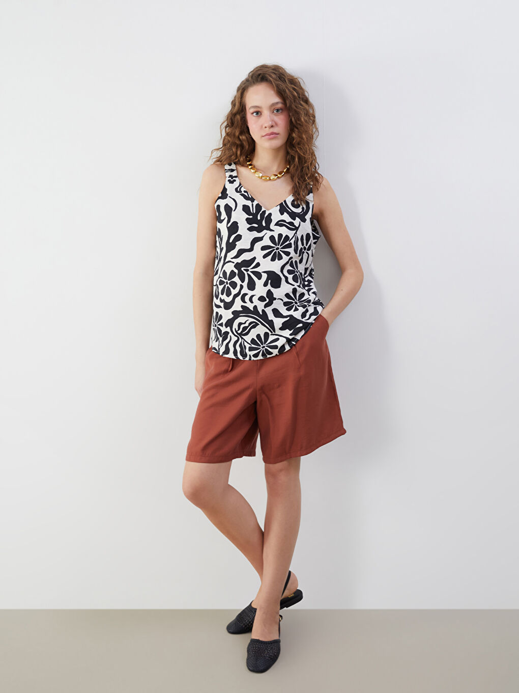 V-Neck Floral Blouse -S5L361Z8-LQJ