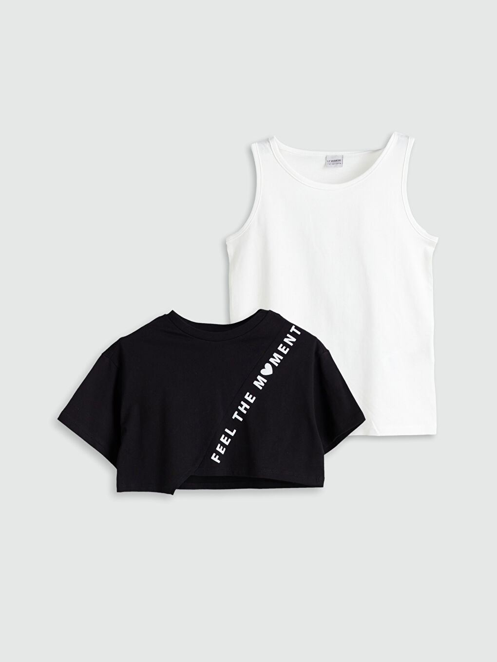 LCW Kids Crew Neck Girls' Crop T-Shirt and Tank Top -S5L389Z4-CVL
