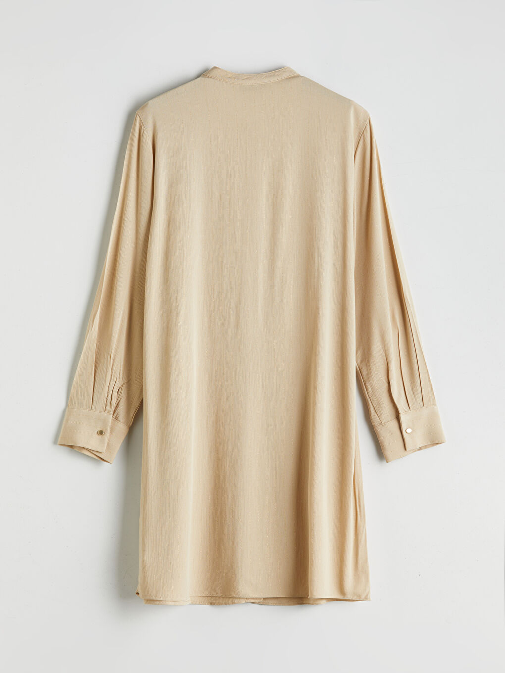 Bej Hakim Yaka Desenli Kadın Gömlek Tunik-5