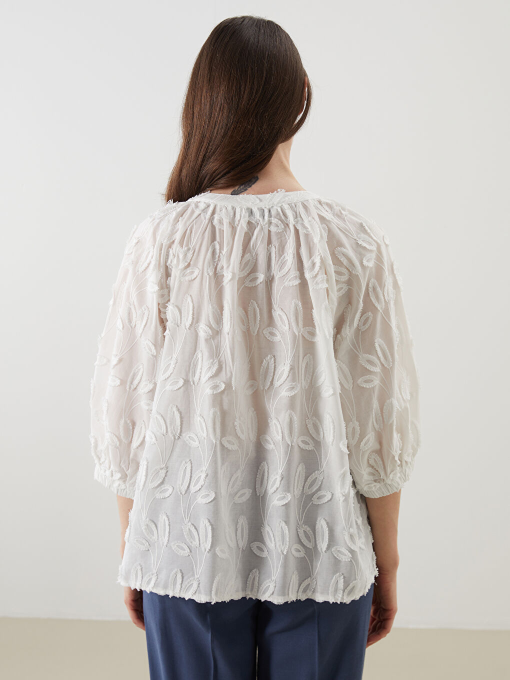 LCW Grace Notch Neck Embroidered Women's Blouse -S5L402Z8-FFB