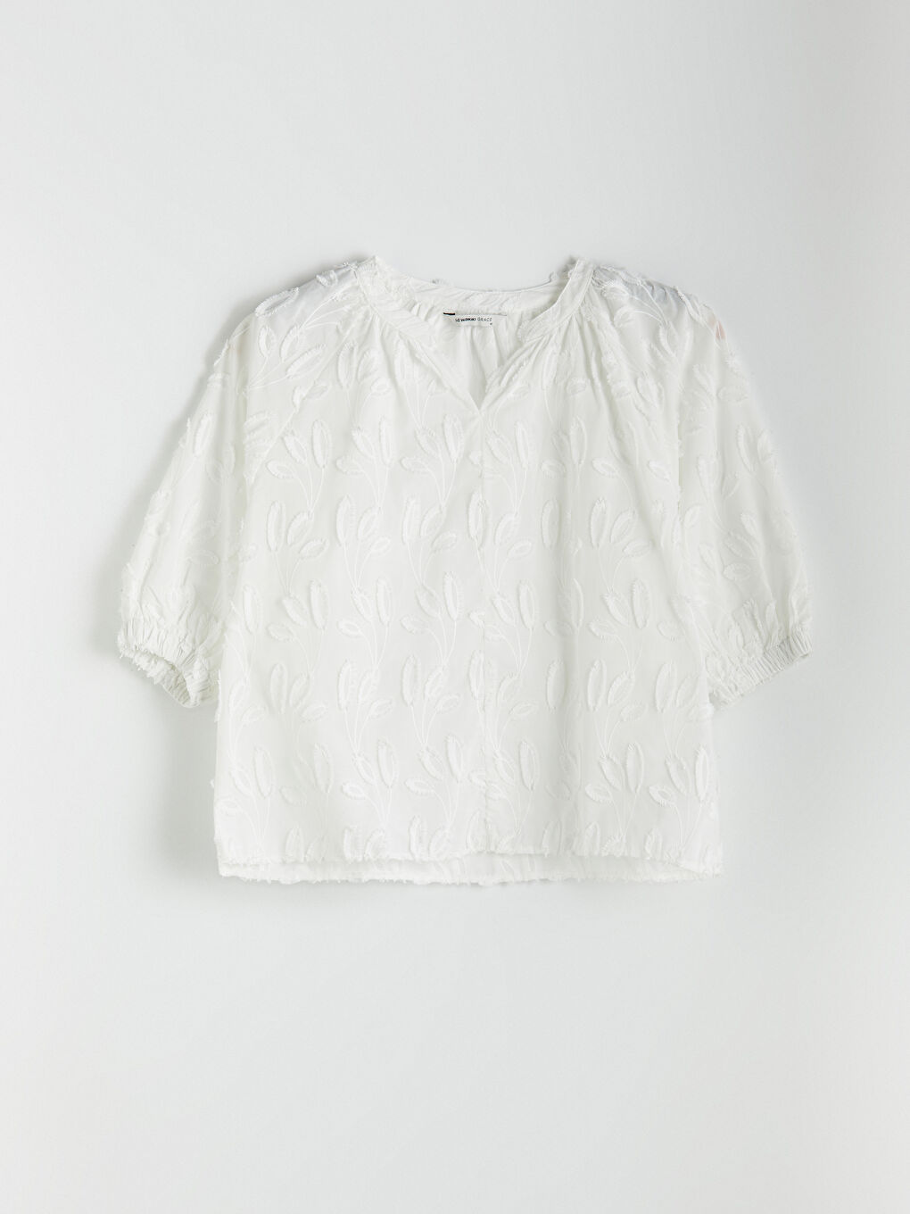 LCW Grace Notch Neck Embroidered Women's Blouse -S5L402Z8-FFB