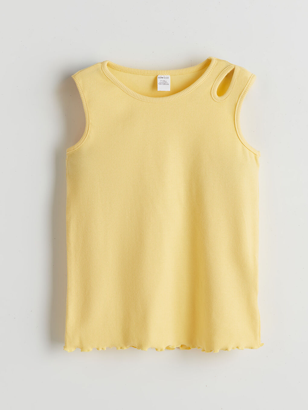 Sarı Bisiklet Yaka Basic Kız Çocuk Atlet