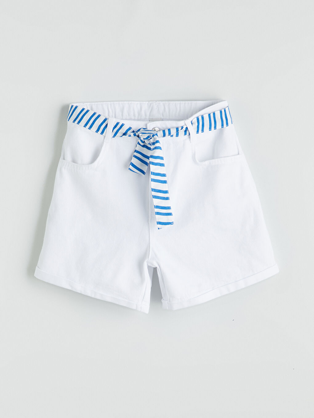 Beyaz Basic Kız Çocuk Şort-1