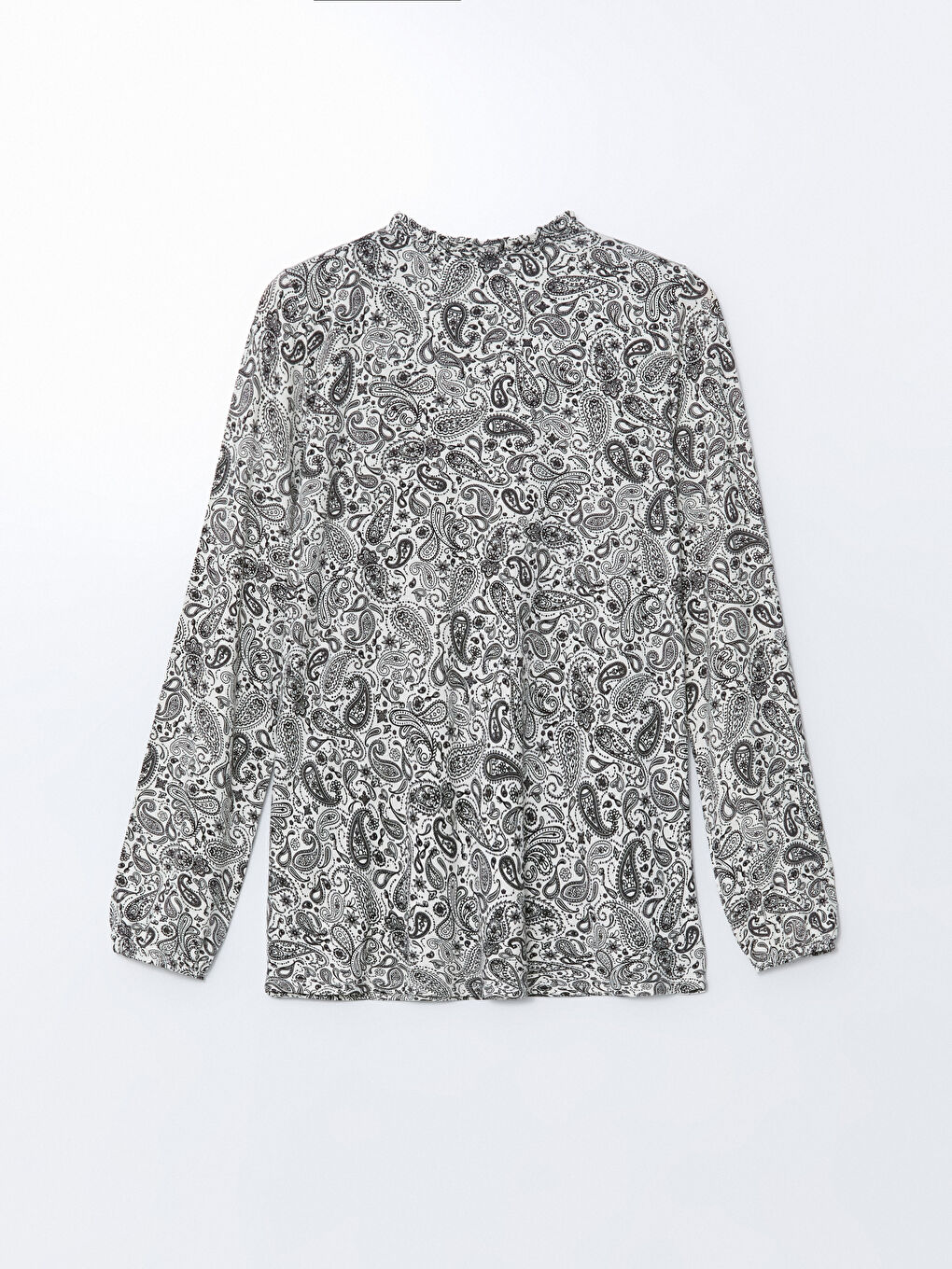 Ekru Dik Yaka Desenli Kadın Bluz-5