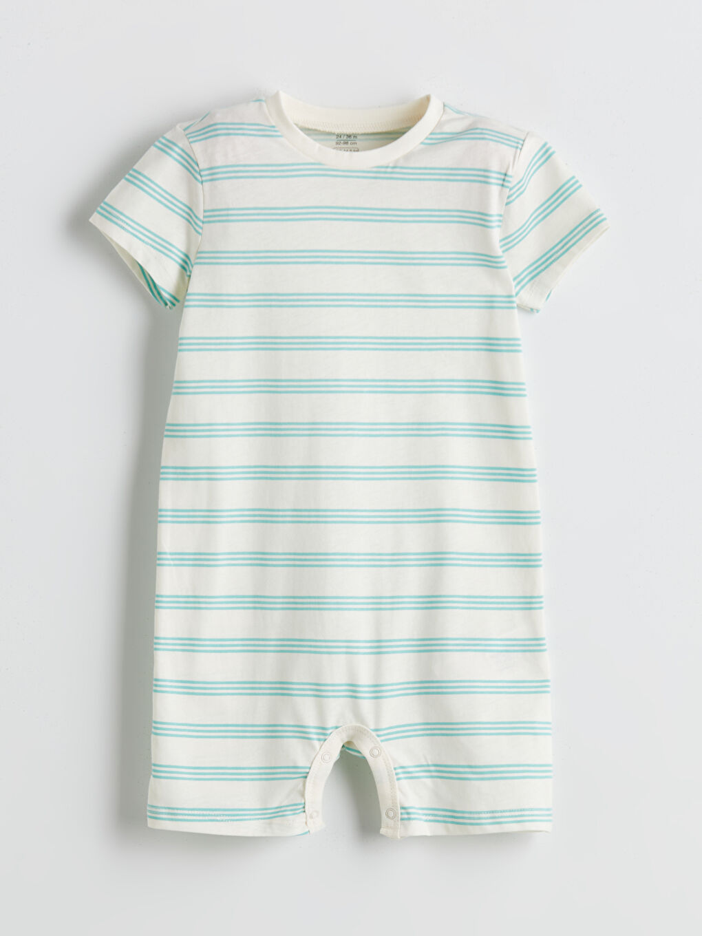 Bej Çizgili Erkek Bebek Penye Tulum