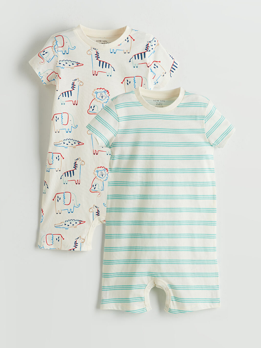 Crew Collar Baby Boy Rompers 2 Pack -S5L570Z1-LQA
