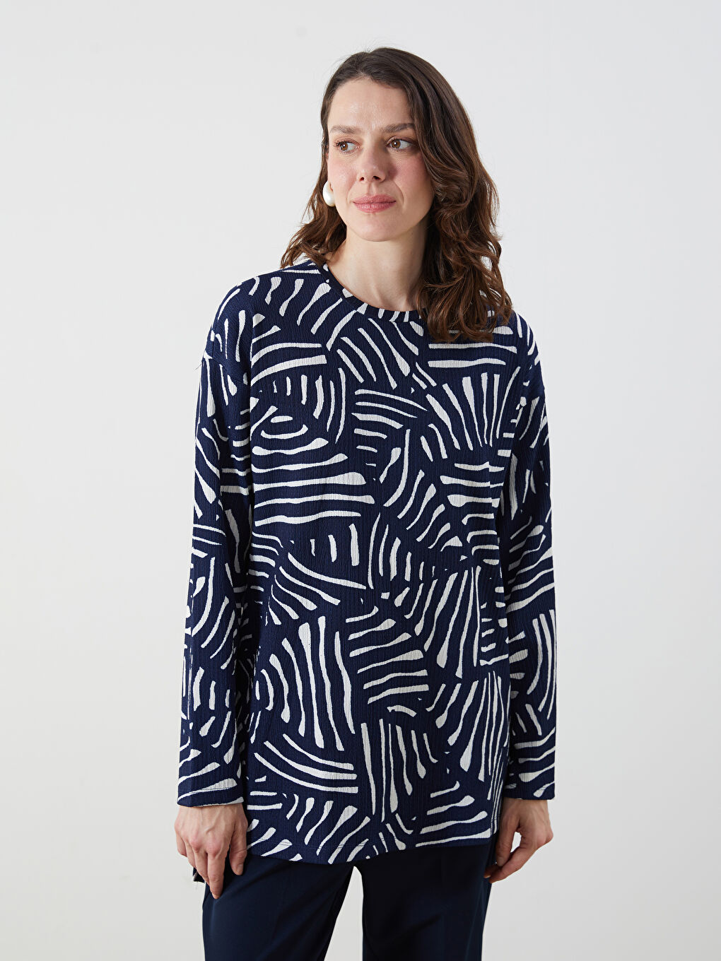 Crew Neck Patterned Women's Tunic