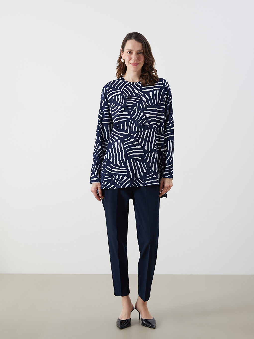 Crew Neck Patterned Women's Tunic-1