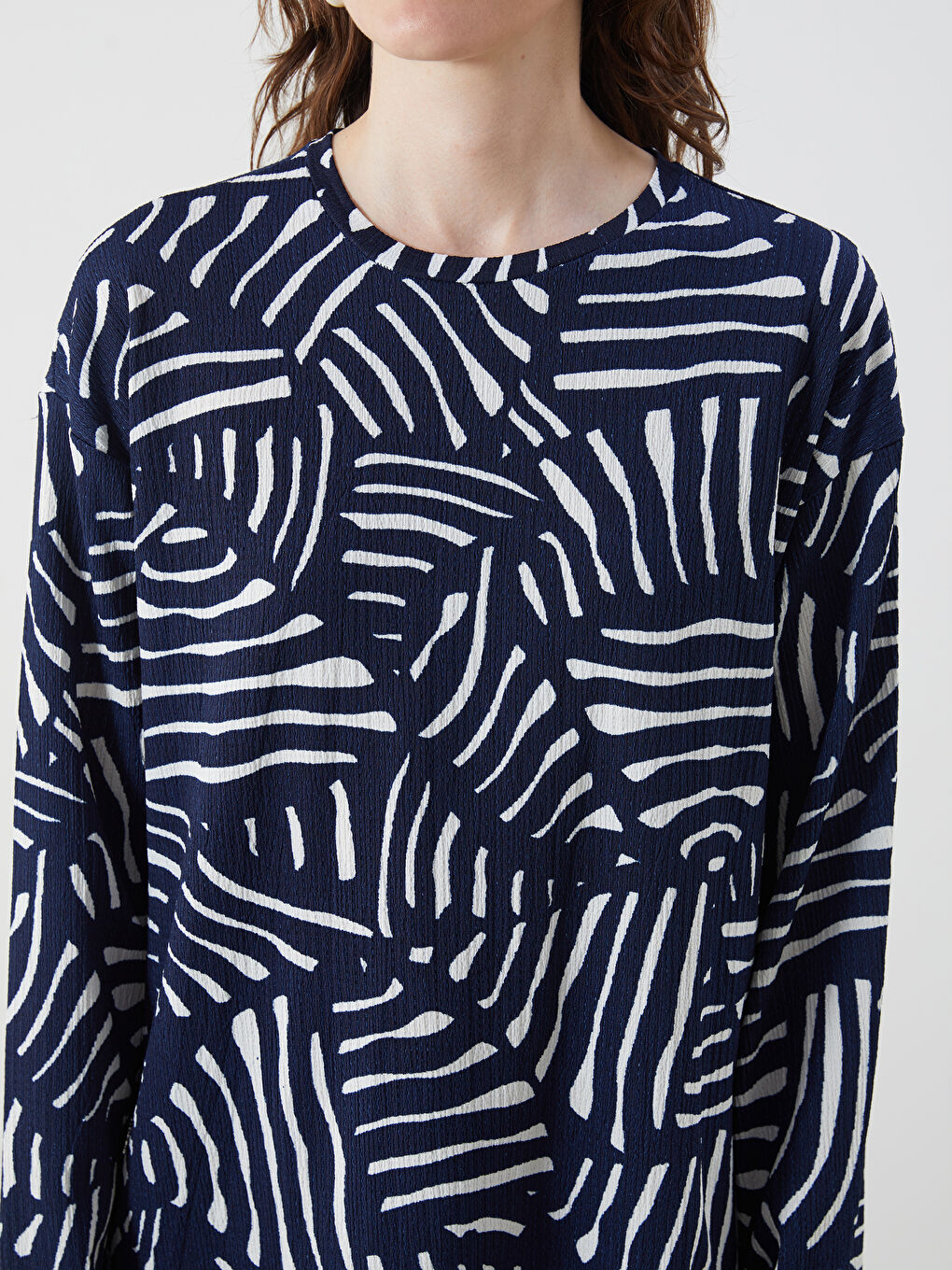 Crew Neck Patterned Women's Tunic-2