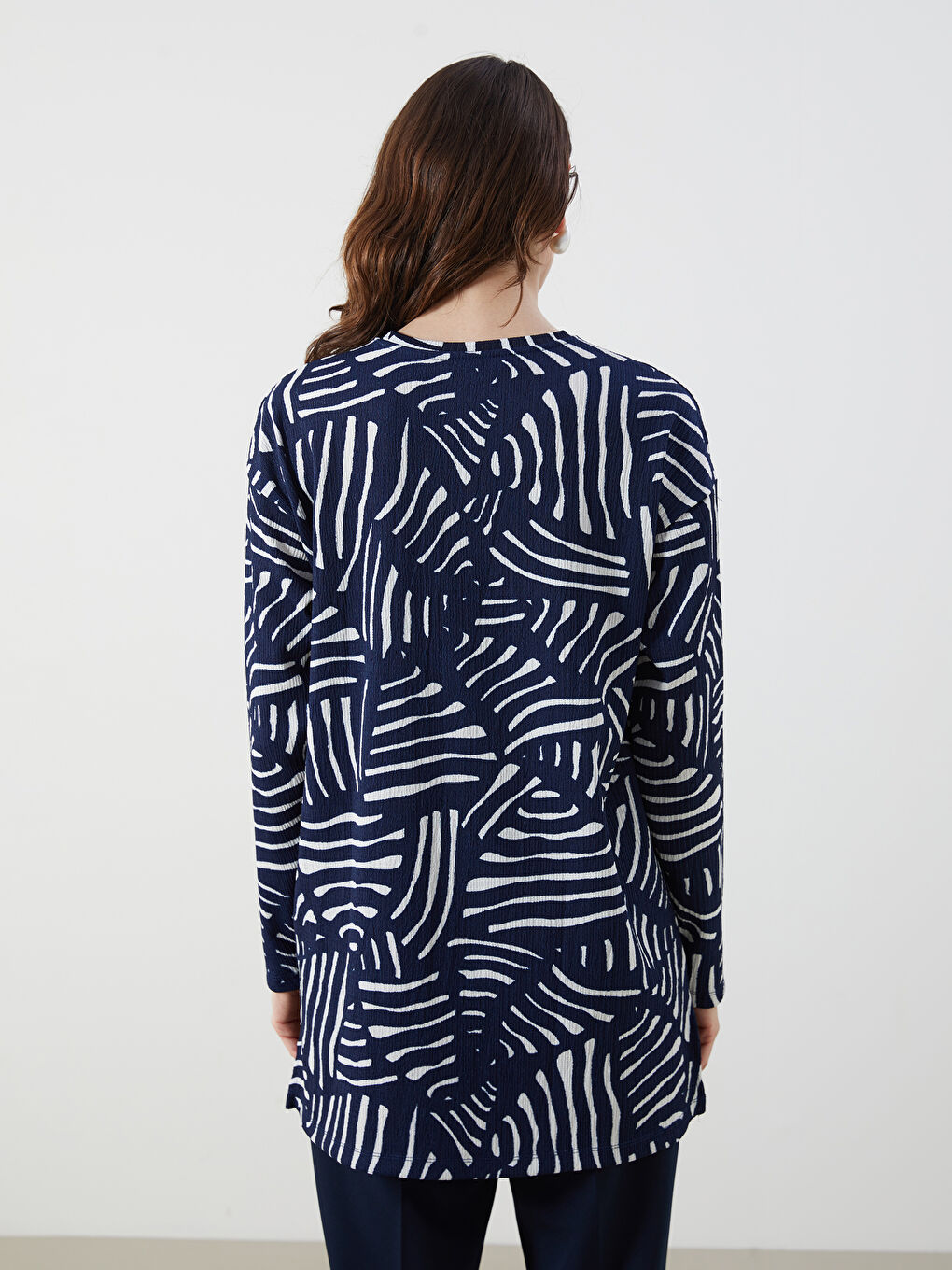 Crew Neck Patterned Women's Tunic-3