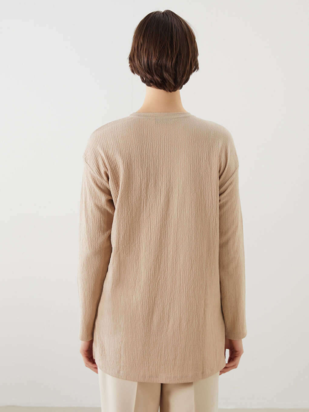 Crew Neck Textured Women's T-Shirt -S5L584Z8-FZJ