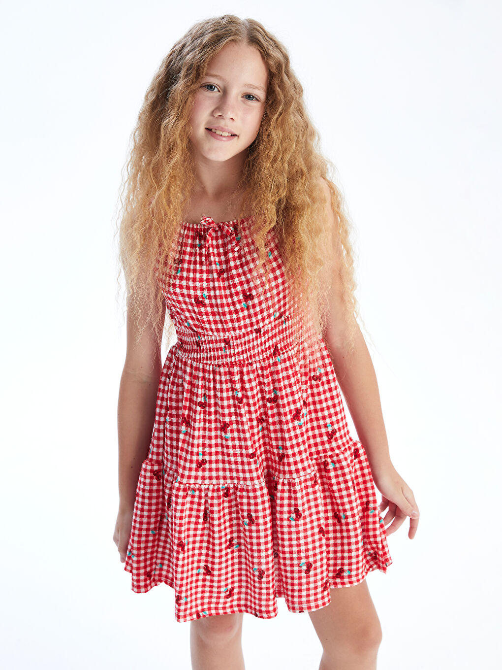 LCW Kids Square Collar Plaid Girls' Dress -S5L589Z4-LPA