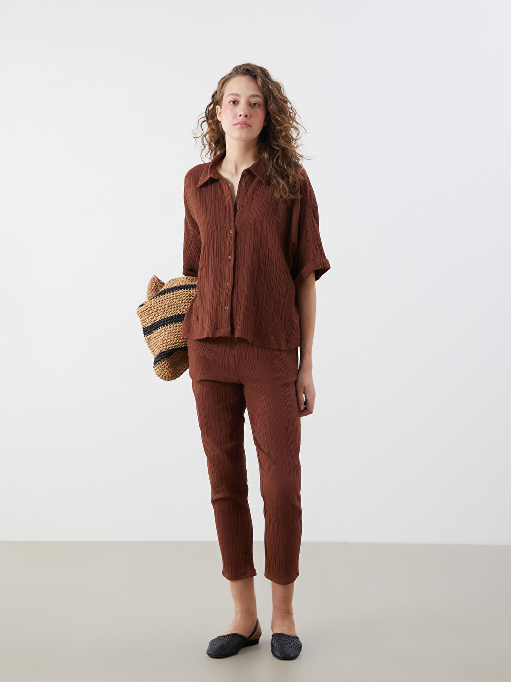 Фактурная рубашка оверсайз для женщин-2