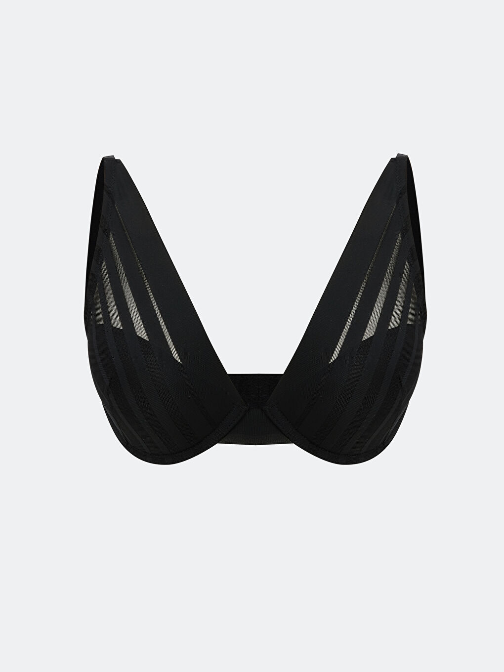 Siyah Balenli Dolgusuz Dantelli Tişört Sütyen